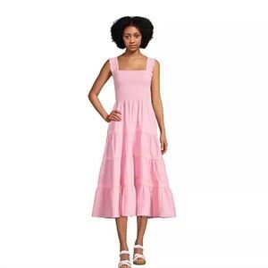 Lands End Shirred Midi Sundress